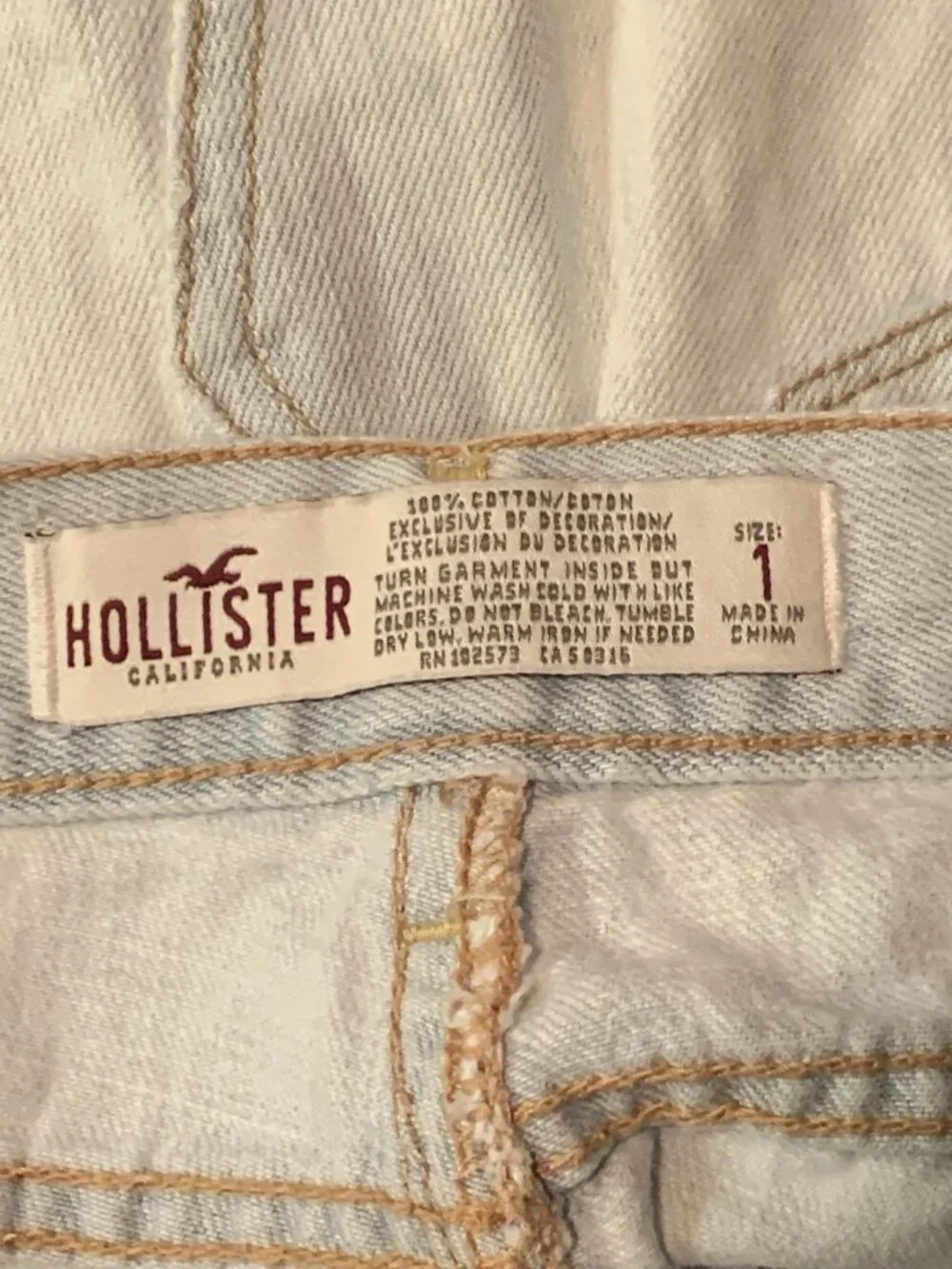 Womans Junior Sz 1 Hollister Casual White Washed Denim Mini Skirt Distressed